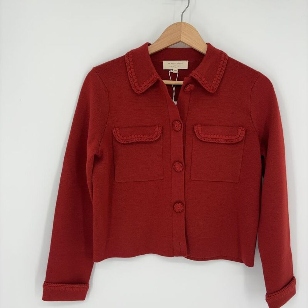 Sezane Knit Cropped Betty Cardigan Jacket